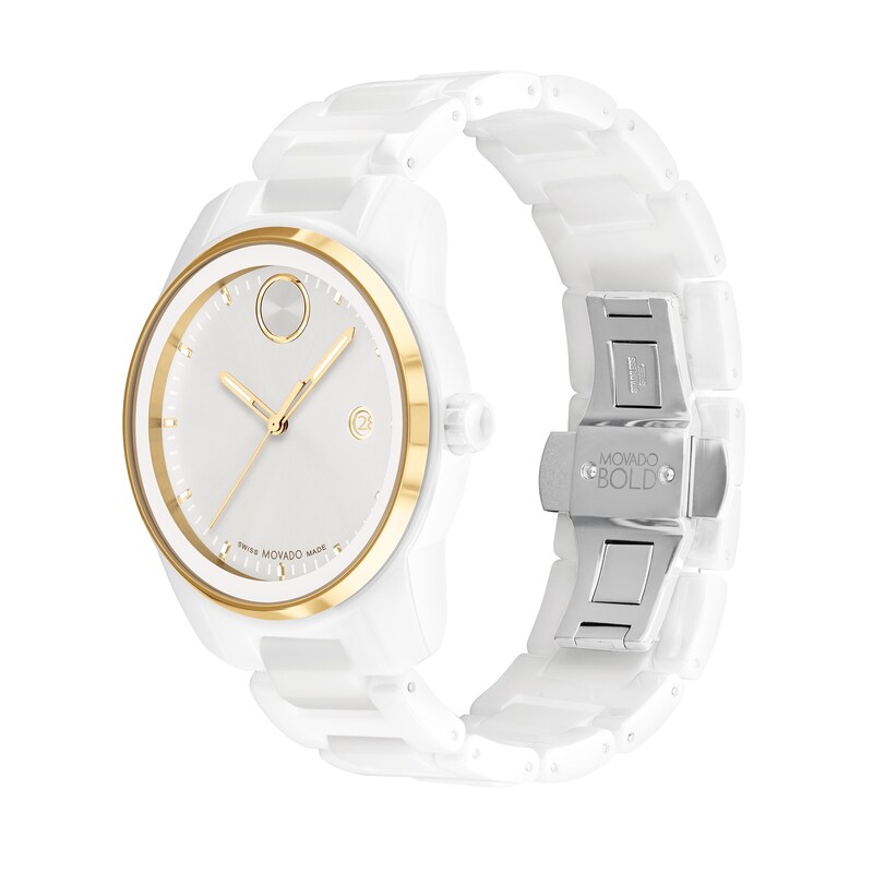 Main Image 2 of Men's Movado BOLD® Verso White Ceramic Watch with White Dial (Model: 3600900)