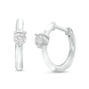 Thumbnail Image 1 of 1/10 CT. T.W. Diamond Solitaire White Enamel Hoop Earrings in Sterling Silver