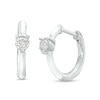 Thumbnail Image 0 of 1/10 CT. T.W. Diamond Solitaire White Enamel Hoop Earrings in Sterling Silver