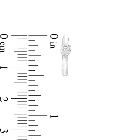 1/10 CT. T.w. Diamond Solitaire White Enamel Hoop Earrings in Sterling Silver