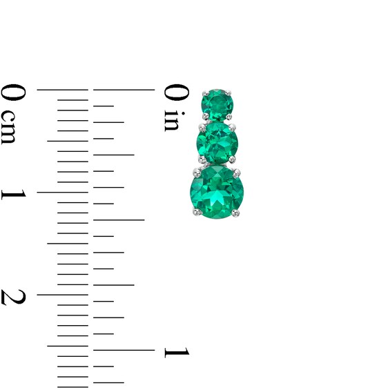 Lab-Created Emerald Linear Three Stone Pendant, Earrings and Ring Set in Sterling Silver