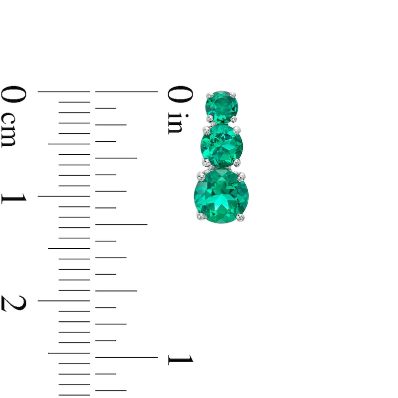 Lab-Created Emerald Linear Three Stone Pendant, Earrings and Ring Set in Sterling Silver