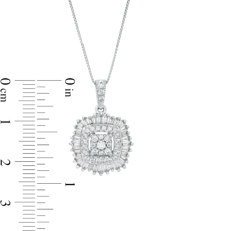 Main Image 2 of Marilyn Monroe™ Collection 1 CT. T.W. Cushion-Shaped Multi-Diamond Double Frame Pendant in 10K White Gold