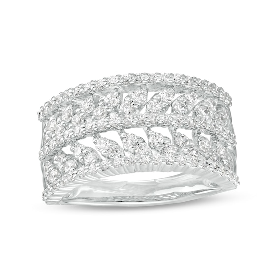 1 CT. T.w. Diamond Double Row Leaf Band in 10K White Gold