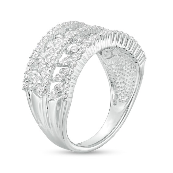 1 CT. T.w. Diamond Double Row Leaf Band in 10K White Gold