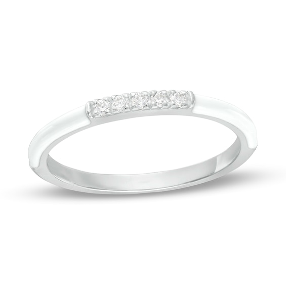 1/15 CT. T.w. Diamond Five Stone Enamel Stackable Band in Sterling Silver