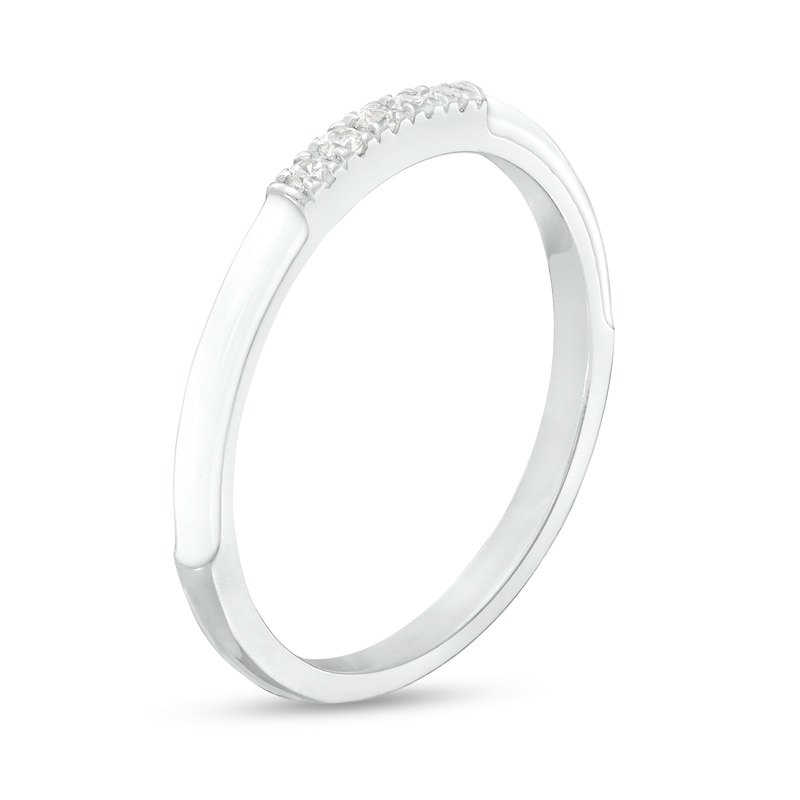 Main Image 3 of 1/15 CT. T.W. Diamond Five Stone White Enamel Stackable Band in Sterling Silver - Size 7