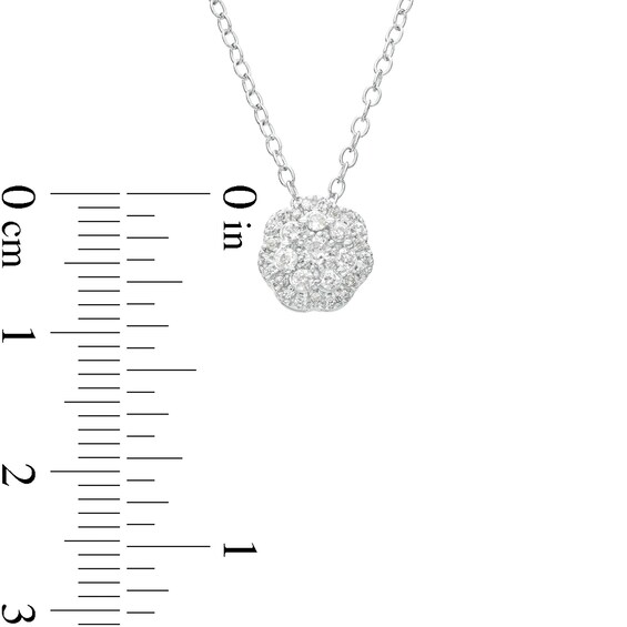 1/4 CT. T.w. Multi-Diamond Scallop Edge Flower Pendant in 10K White Gold