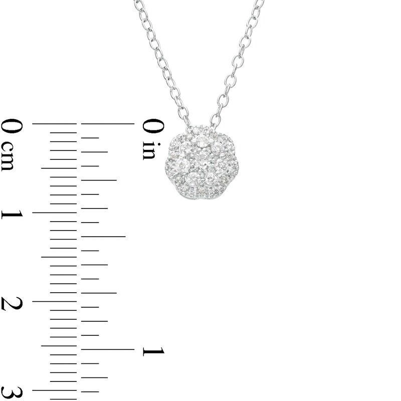 1/4 CT. T.W. Multi-Diamond Scallop Edge Flower Pendant in 10K White Gold