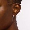 Thumbnail Image 2 of 1/10 CT. T.W. Diamond Solitaire Pink Enamel Hoop Earrings in Sterling Silver