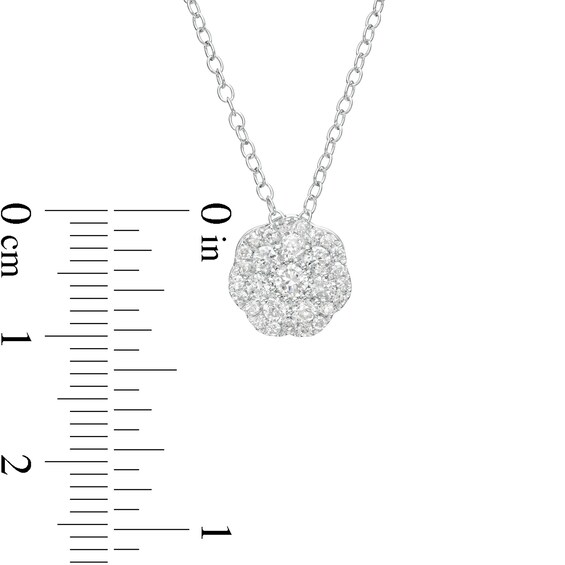 1/2 CT. T.w. Multi-Diamond Scallop Edge Flower Pendant in 10K White Gold