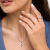 Thumbnail Image 2 of Oval Emerald and White Lab-Created Sapphire Frame Pendant and Ring Set in Sterling Silver