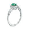 Thumbnail Image 3 of Oval Emerald and White Lab-Created Sapphire Frame Pendant and Ring Set in Sterling Silver