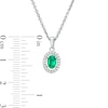Thumbnail Image 4 of Oval Emerald and White Lab-Created Sapphire Frame Pendant and Ring Set in Sterling Silver
