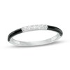 Thumbnail Image 1 of 1/15 CT. T.W. Diamond Five Stone Black Enamel Stackable Band in Sterling Silver - Size 7
