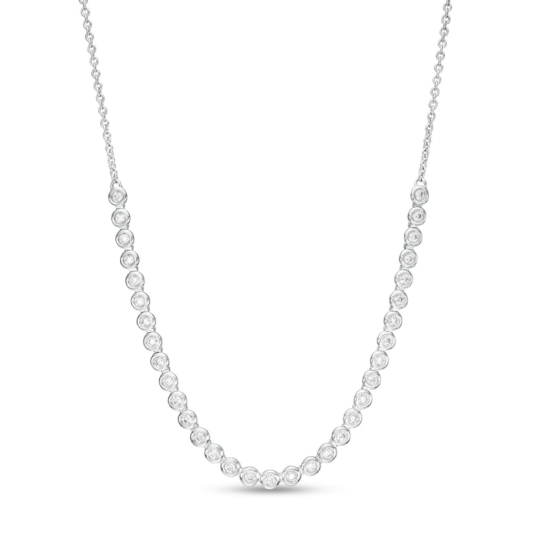 Main Image 1 of 1/2 CT. T.W. Diamond Line Necklace in 10K White Gold – 17"