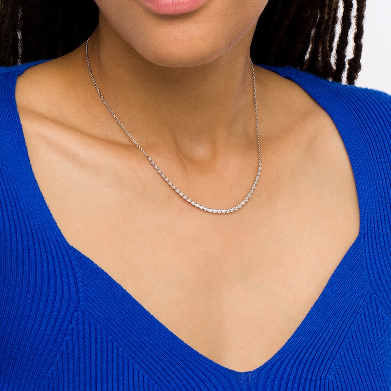 Main Image 2 of 1/2 CT. T.W. Diamond Line Necklace in 10K White Gold – 17"