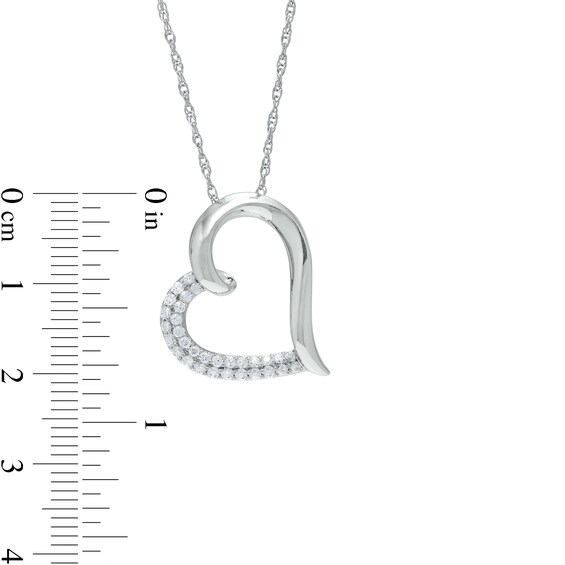 1/3 CT. T.w. Diamond Double Row Tilted Heart Pendant in Sterling Silver