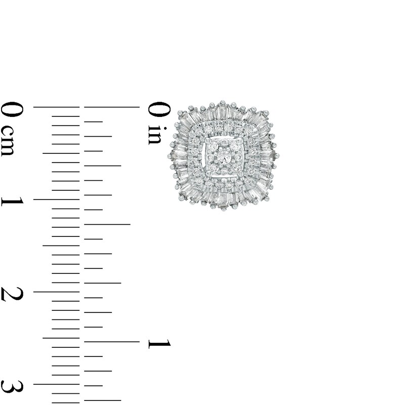Main Image 2 of Marilyn Monroe™ Collection 1 CT. T.W. Cushion-Shaped Multi-Diamond Double Frame Stud Earrings in 10K White Gold