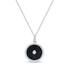 Thumbnail Image 1 of 1/5 CT. T.W. Diamond Frame Black Enamel Circle Pendant in Sterling Silver