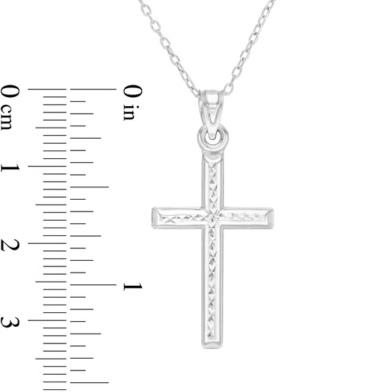 Diamond-Cut Cross Pendant in 10K White Gold