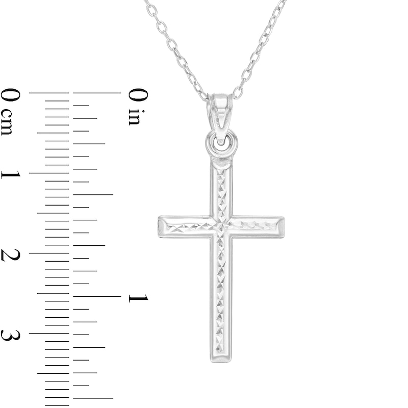 Diamond-Cut Cross Pendant in 10K White Gold