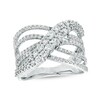 Thumbnail Image 1 of Marilyn Monroe™ Collection 1/2 CT. T.W. Diamond Graduated Crossover Multi-Row Ring in 10K White Gold