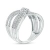 Thumbnail Image 2 of Marilyn Monroe™ Collection 1/2 CT. T.W. Diamond Graduated Crossover Multi-Row Ring in 10K White Gold