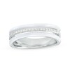 Thumbnail Image 1 of 1/10 CT. T.W. Diamond White Enamel Triple Row Band in Sterling Silver - Size 7