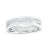 Thumbnail Image 0 of 1/10 CT. T.W. Diamond White Enamel Triple Row Band in Sterling Silver - Size 7