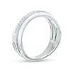 Thumbnail Image 2 of 1/10 CT. T.W. Diamond White Enamel Triple Row Band in Sterling Silver - Size 7