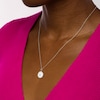 Thumbnail Image 2 of 1/5 CT. T.W. Diamond Frame White Enamel Circle Pendant in Sterling Silver