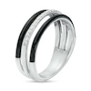 Thumbnail Image 3 of 1/10 CT. T.W. Diamond Black Enamel Triple Row Band in Sterling Silver - Size 7