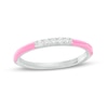 Thumbnail Image 1 of 1/15 CT. T.W. Diamond Five Stone Pink Enamel Stackable Band in Sterling Silver - Size 7