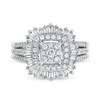 Thumbnail Image 4 of Marilyn Monroe™ Collection 1 CT. T.W. Multi-Diamond Double Frame Split Shank Ring in 10K White Gold
