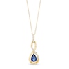 Thumbnail Image 1 of Pear-Shaped Blue Sapphire and 1/20 CT. T.W. Diamond Twist Pendant in 10K Gold