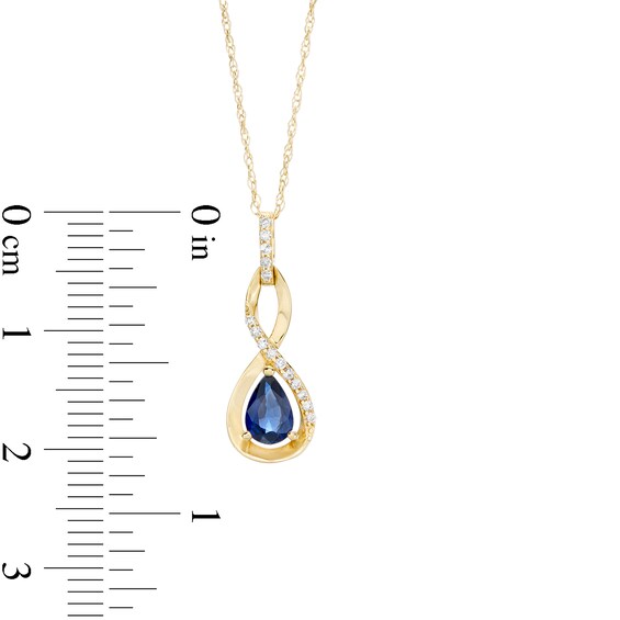 Pear-Shaped Blue Sapphire and 1/20 CT. T.w. Diamond Twist Pendant in 10K Gold