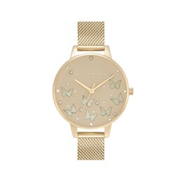 Ladies' Olivia Burton Sparkle Butterfly Crystal and Faux Pearl Gold-Tone IP Watch with Gold-Tone Dial (Model: OB16MB37)