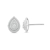 Thumbnail Image 1 of 1/2 CT. T.W. Certified Pear-Shaped Multi-Diamond Double Frame Stud Earrings in 14K White Gold (I/I2)