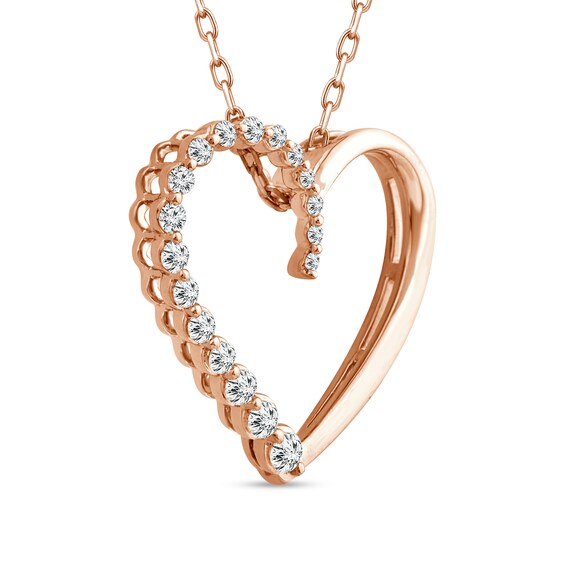 1/5 CT. T.w. Certified Diamond Graduated Heart Pendant in 14K Rose Gold (I/I2)