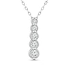 Thumbnail Image 1 of 1/3 CT. T.W. Certified Diamond Vintage-Style Five Stone Drop Pendant in 14K White Gold (I/I2)