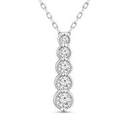 1/3 CT. T.W. Certified Diamond Vintage-Style Five Stone Drop Pendant in 14K White Gold (I/I2)
