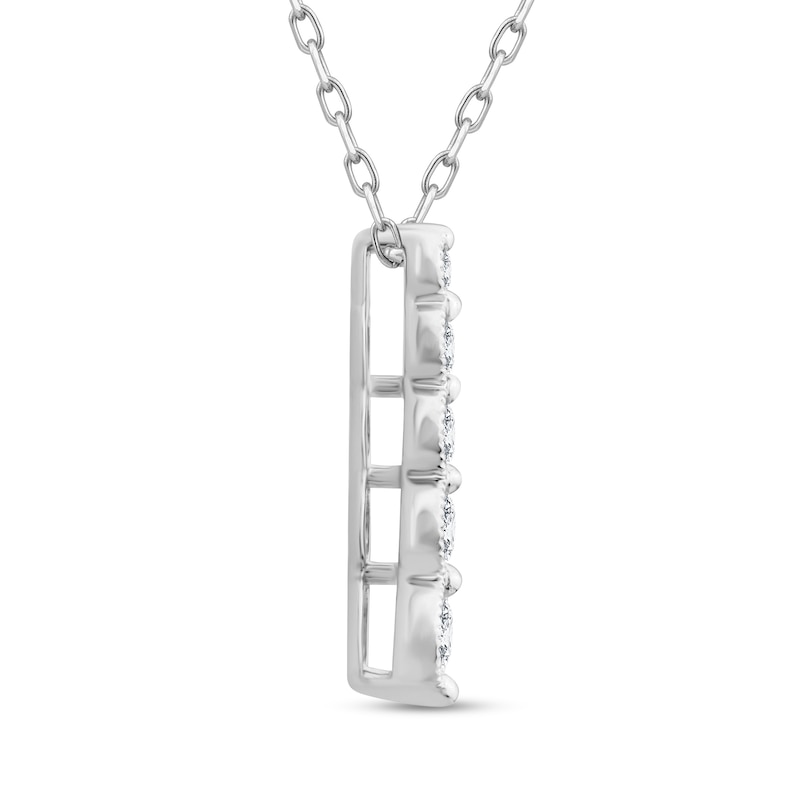 Main Image 2 of 1/3 CT. T.W. Certified Diamond Vintage-Style Five Stone Drop Pendant in 14K White Gold (I/I2)