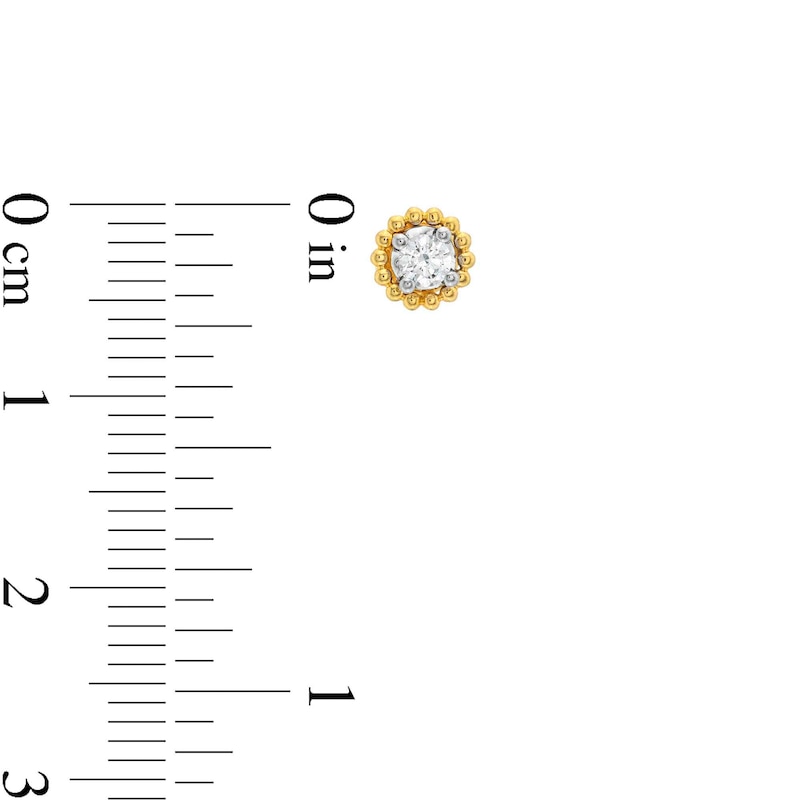 Main Image 3 of 1/6 CT. T.W. Diamond Solitaire Bead Frame Stud Earrings in 10K Gold (I/I3)