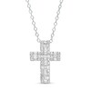 Thumbnail Image 1 of 1/2 CT. T.W. Baguette and Round Diamond Cross Pendant in 10K White Gold