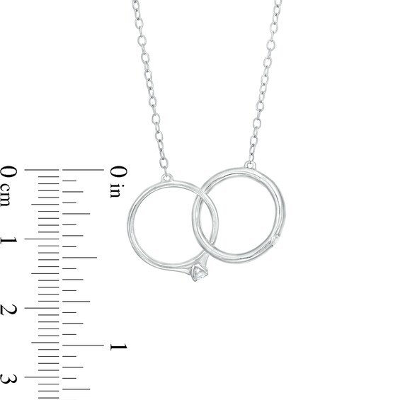 1/10 CT. T.w. Diamond His and Hers Interlocking Bands Necklace in 10K White Gold
