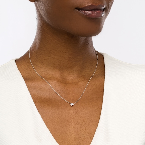 1/3 CT. Certified Pear-Shaped Lab-Grown Diamond Solitaire Necklace in 14K White Gold (F/Si2)
