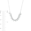 1/3 CT. T.W. Diamond Curved Leaf Necklace in 10K White Gold