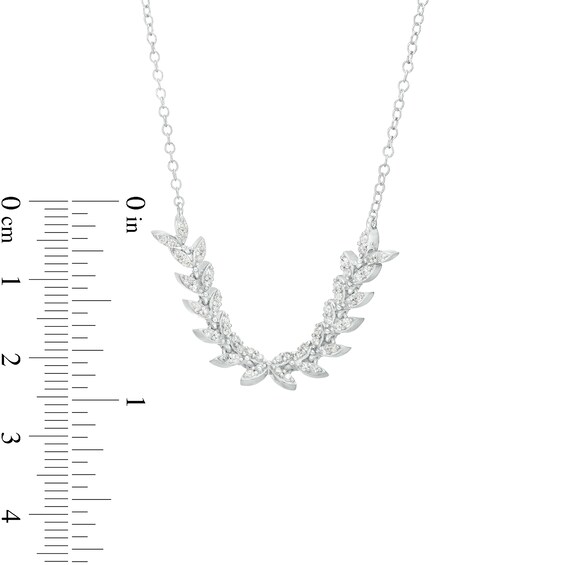 1/3 CT. T.w. Diamond Curved Leaf Necklace in 10K White Gold