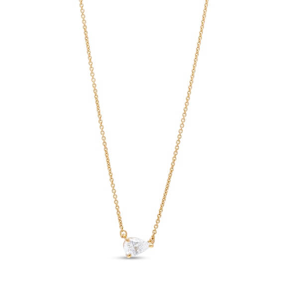 1/3 CT. Certified Pear-Shaped Lab-Grown Diamond Solitaire Necklace in 14K Gold (F/Si2)